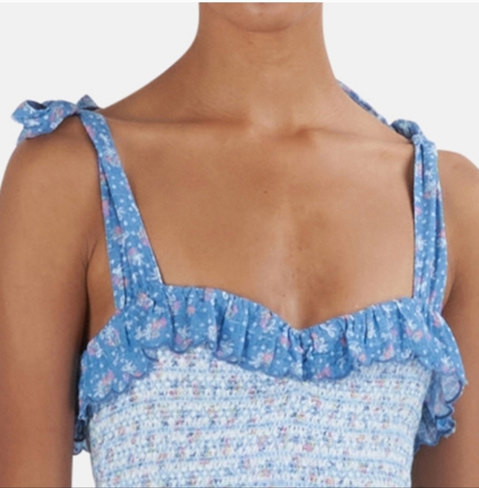 Loveshackfancy Aya Mini Dress Blue Large - Picture 2 of 16